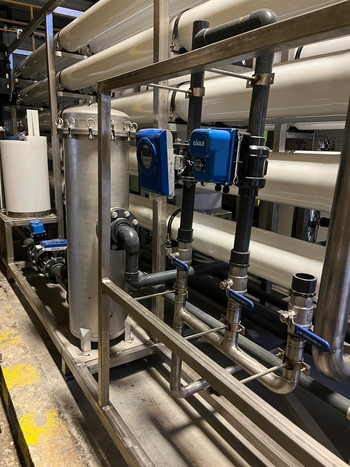 Beko-Arçelik Eskişehir — brand-new RO water reuse skid during installation