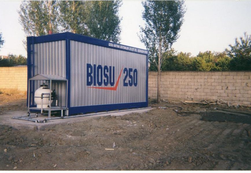 BİOSU 250 container-type packaged treatment unit installed on site