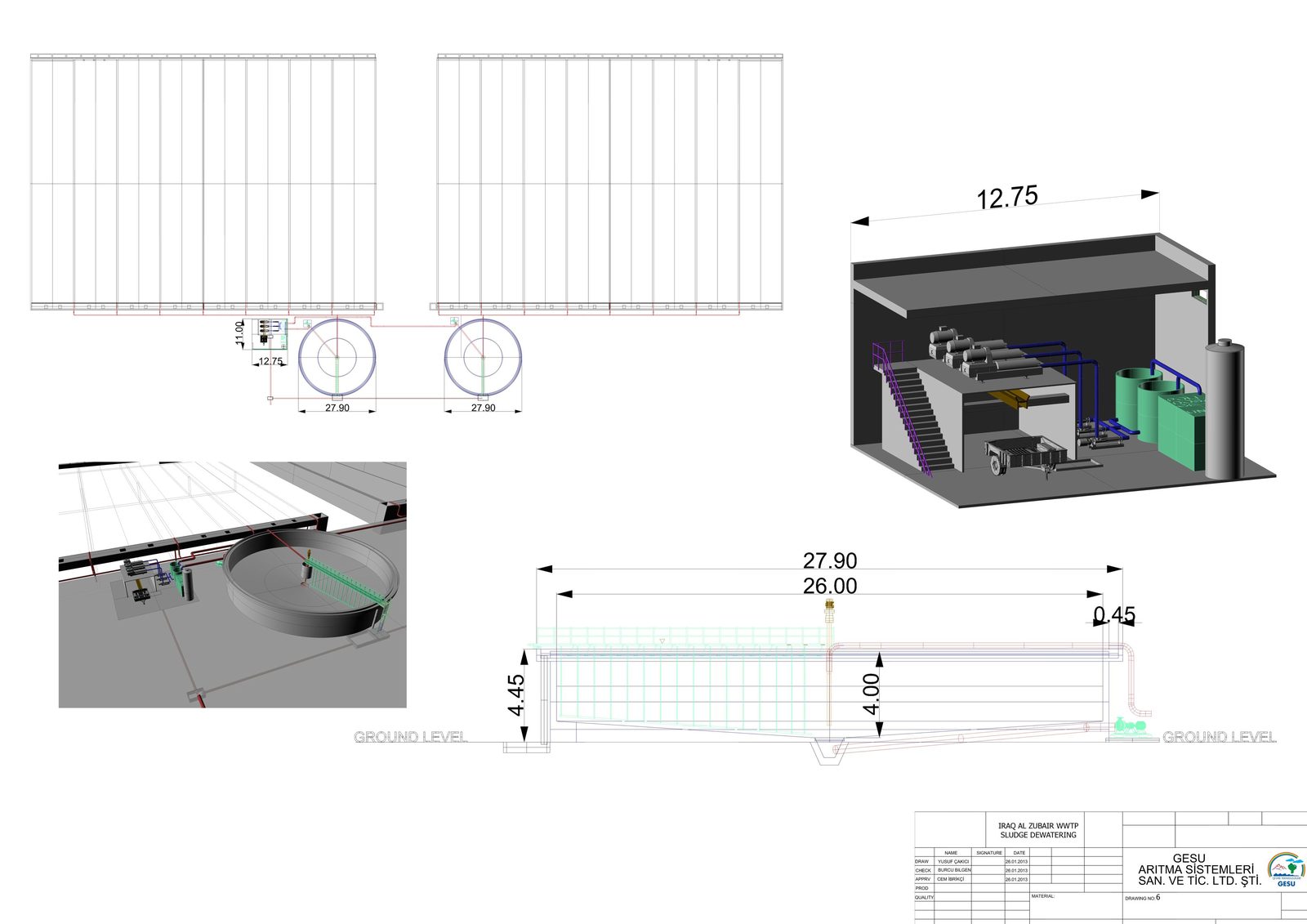 GESU sludge treatment line 3D project drawing