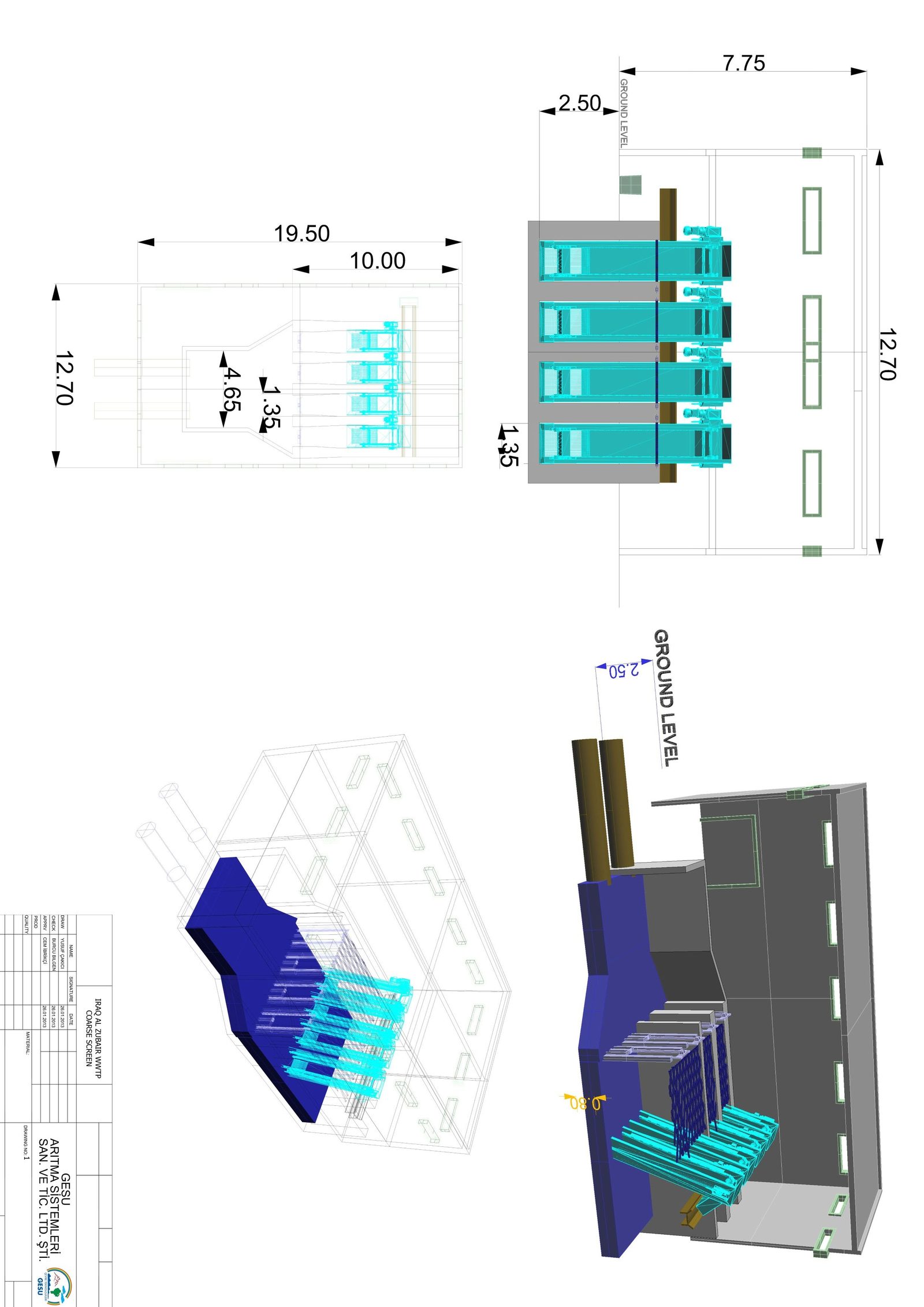 GESU Kaba ızgara ünitesi 3D proje çizimi