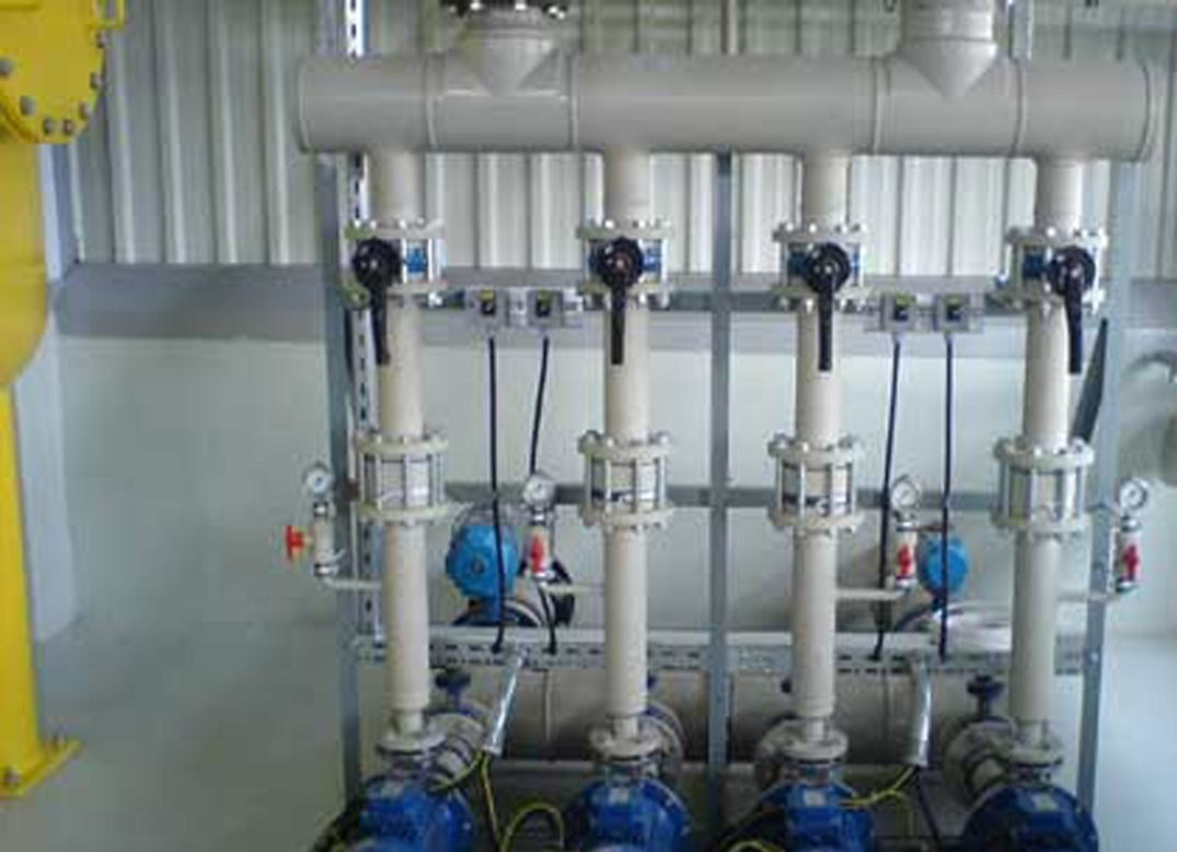 GESU-manufactured dosing pumps and pipe manifold