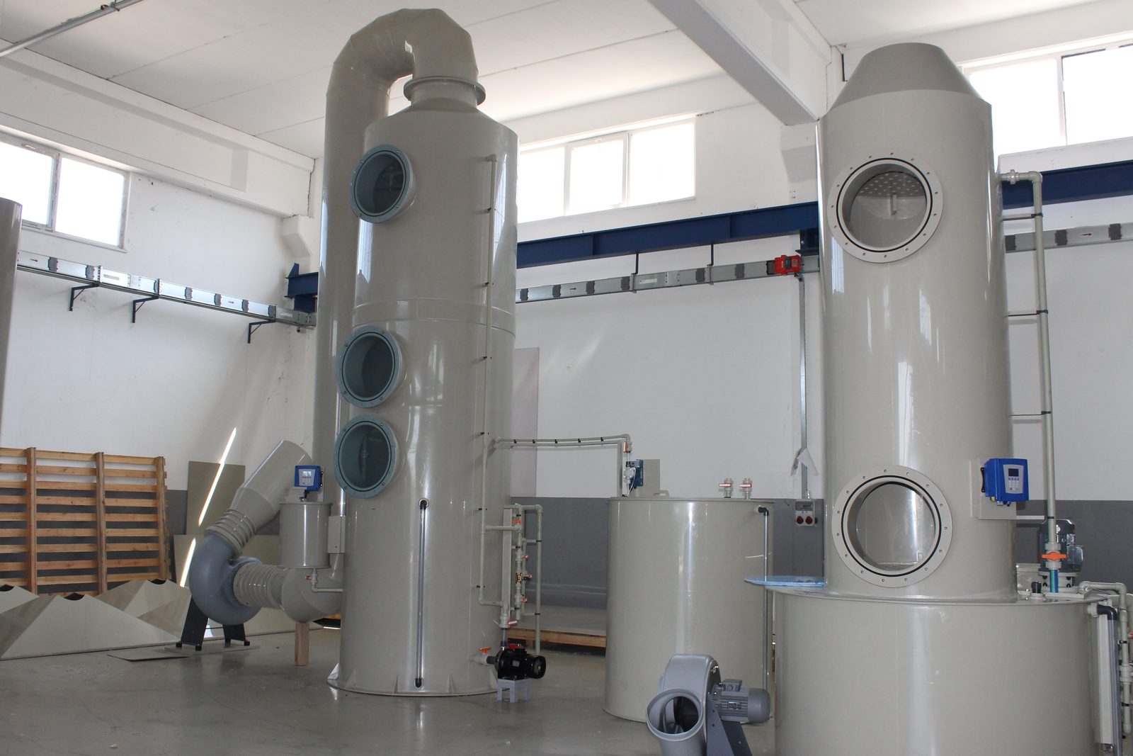 Two PP scrubber towers under fabrication at the GESU factory