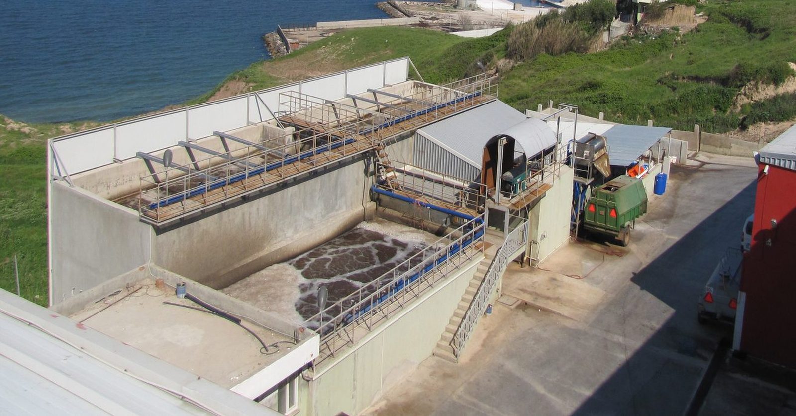 Industrial wastewater treatment plant — the stage where the RO unit sits in the water reuse chain